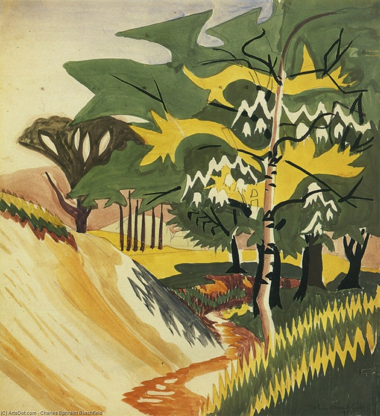 WikiOO.org - Енциклопедія образотворчого мистецтва - Живопис, Картини
 Charles Ephraim Burchfield - The Sulphur Stream