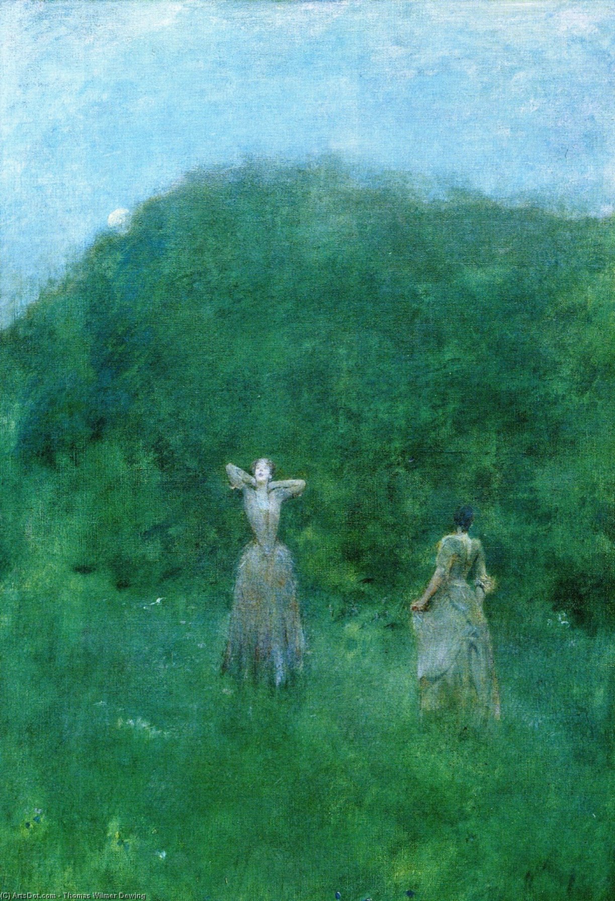 Wikioo.org - The Encyclopedia of Fine Arts - Painting, Artwork by Thomas Wilmer Dewing - Summer (also known as Moonrise)