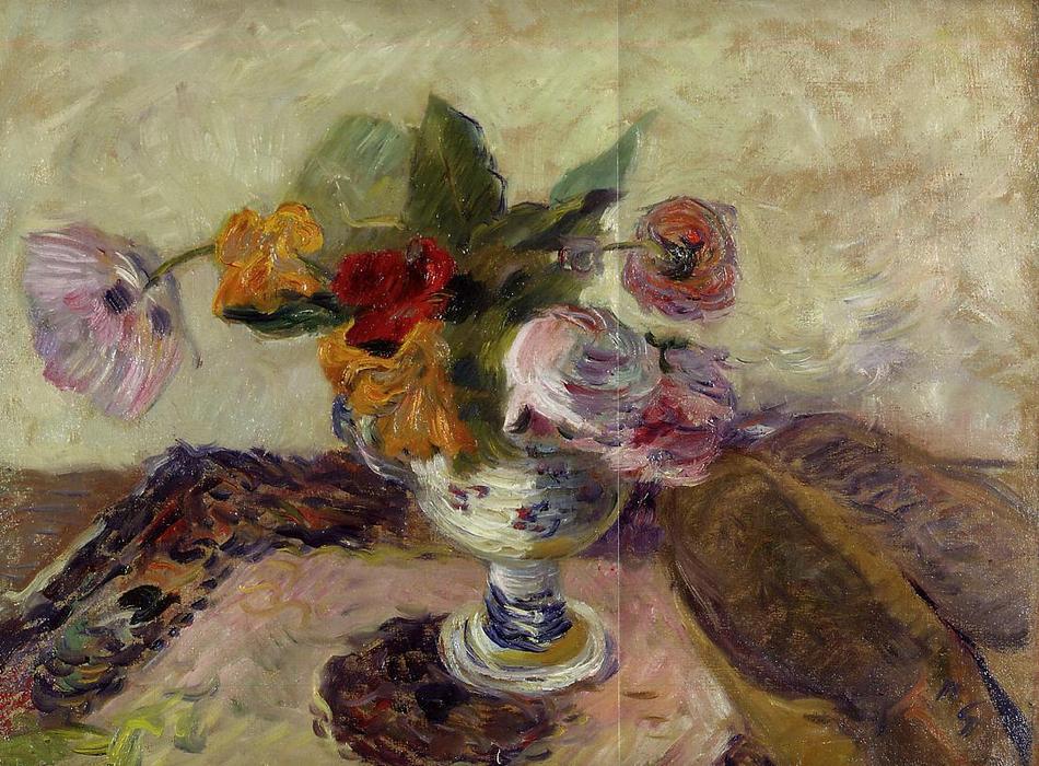 Wikoo.org - موسوعة الفنون الجميلة - اللوحة، العمل الفني Paul Gauguin - Summer Bouquet and Clogs (also known as Vase of Flowers)