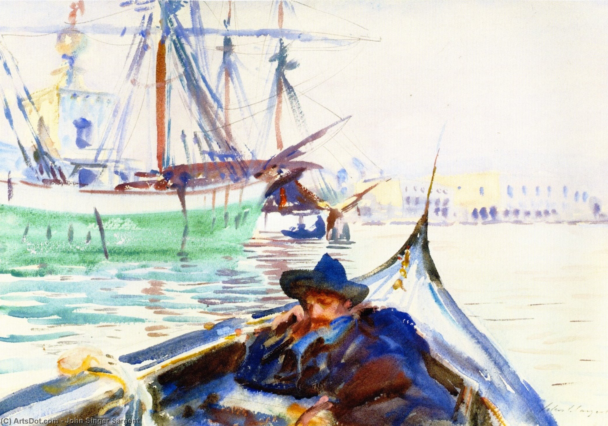 Wikioo.org - The Encyclopedia of Fine Arts - Painting, Artwork by John Singer Sargent - A Summer Day on the Giudecca, Venice (also known as The Giudecca)
