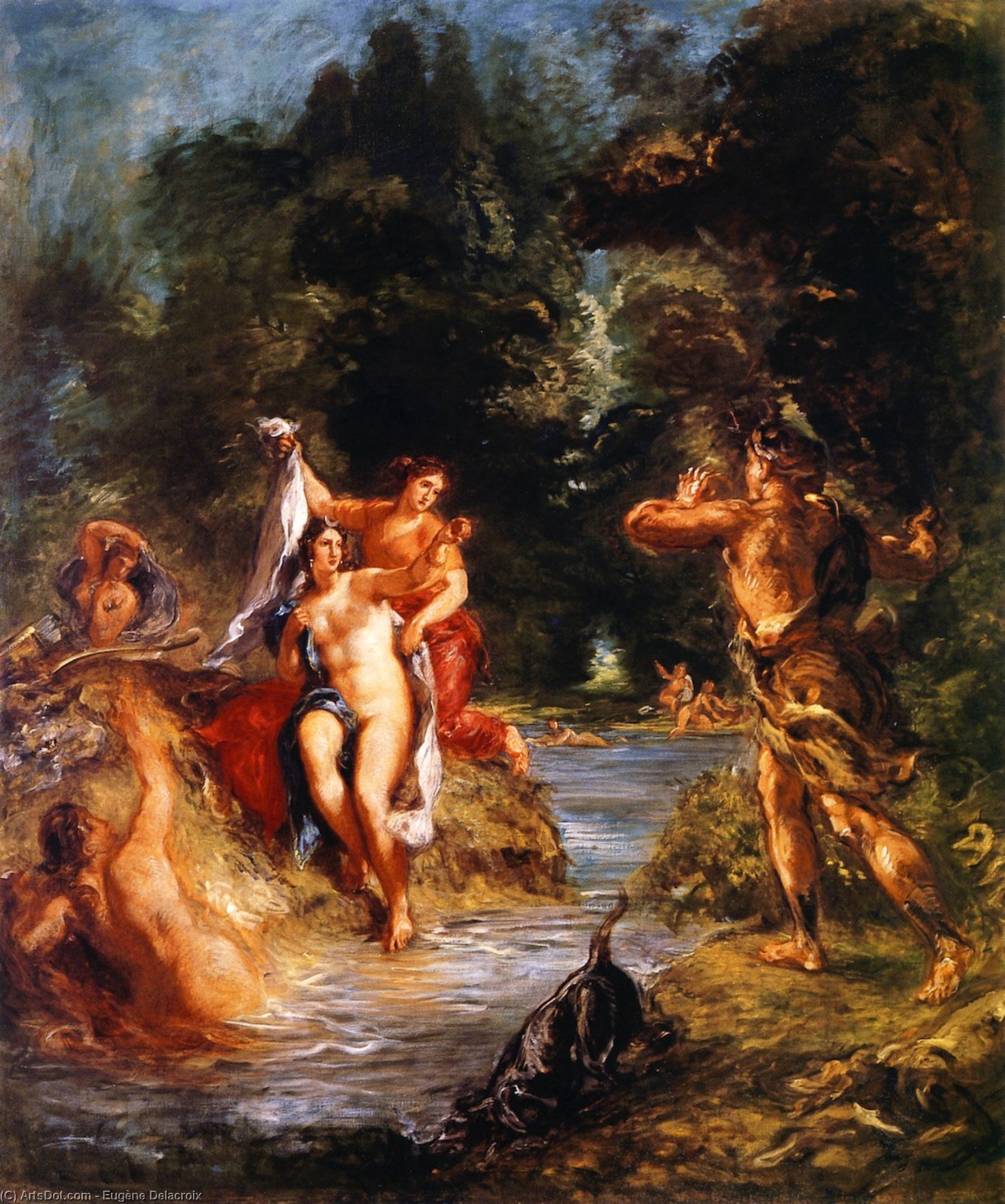 Wikioo.org - The Encyclopedia of Fine Arts - Painting, Artwork by Eugène Delacroix - Summer - Diana and Actaeon