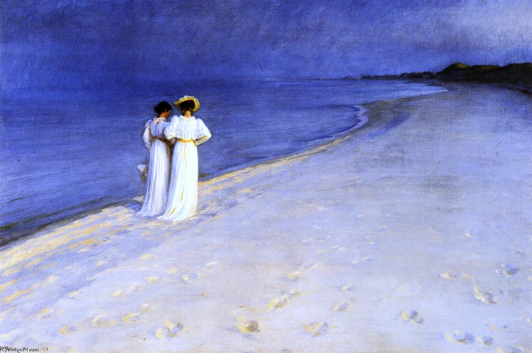 Wikioo.org - The Encyclopedia of Fine Arts - Painting, Artwork by Peder Severin Kroyer - Summer Night on the South Beach at Skagen