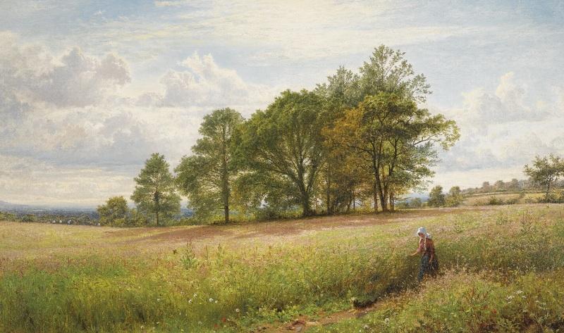 Wikioo.org - The Encyclopedia of Fine Arts - Painting, Artwork by Benjamin Williams Leader - Summertime: Through the Hayfield, Worcestershire