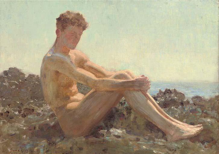 Wikioo.org – L'Enciclopedia delle Belle Arti - Pittura, Opere di Henry Scott Tuke - il sole Bagnante