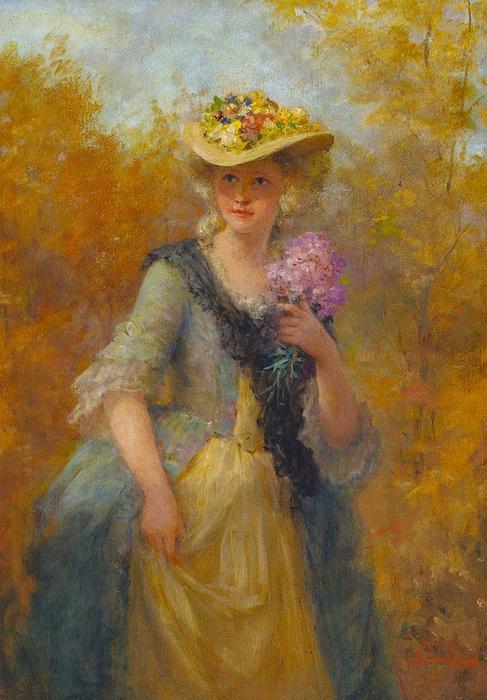 Wikioo.org - The Encyclopedia of Fine Arts - Painting, Artwork by Jennie Augusta Brownscombe - Sunday Bonnet