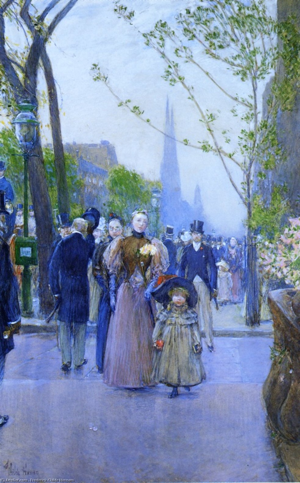 Wikioo.org - สารานุกรมวิจิตรศิลป์ - จิตรกรรม Frederick Childe Hassam - Sunday on Fifth Avenue (also known as Fifth Avenue, Church Parade)