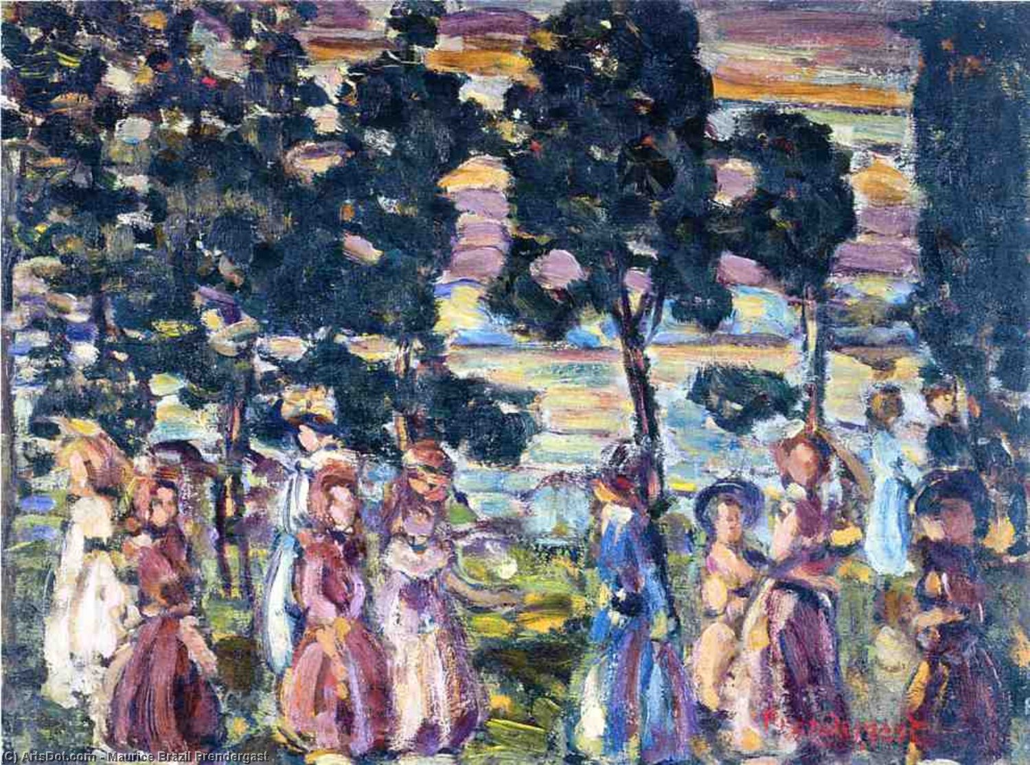 Wikioo.org - The Encyclopedia of Fine Arts - Painting, Artwork by Maurice Brazil Prendergast - The Sunday Scene