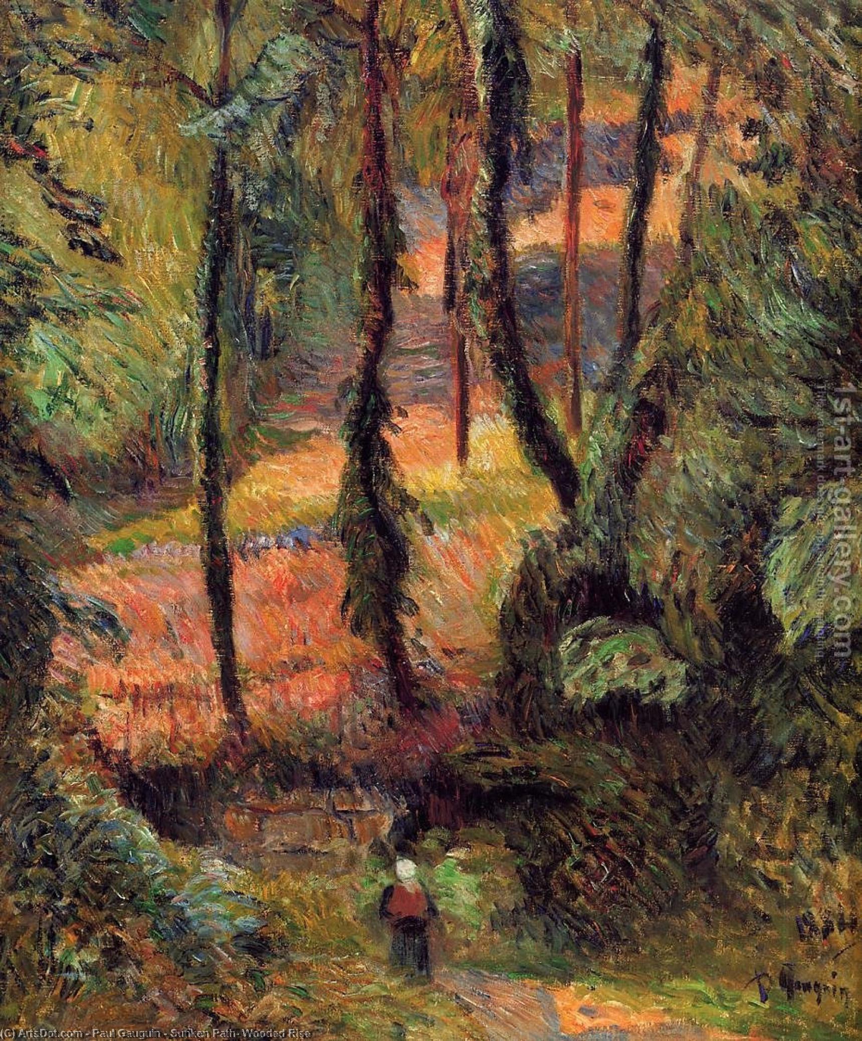 WikiOO.org - Encyclopedia of Fine Arts - Lukisan, Artwork Paul Gauguin - Sunken Path, Wooded Rise
