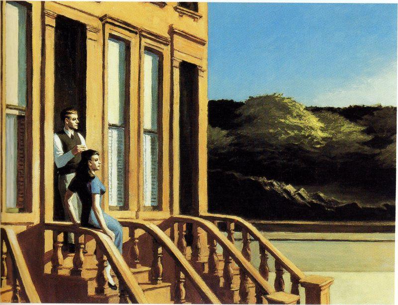 Wikioo.org - สารานุกรมวิจิตรศิลป์ - จิตรกรรม Edward Hopper - Sunlight on Brownstones