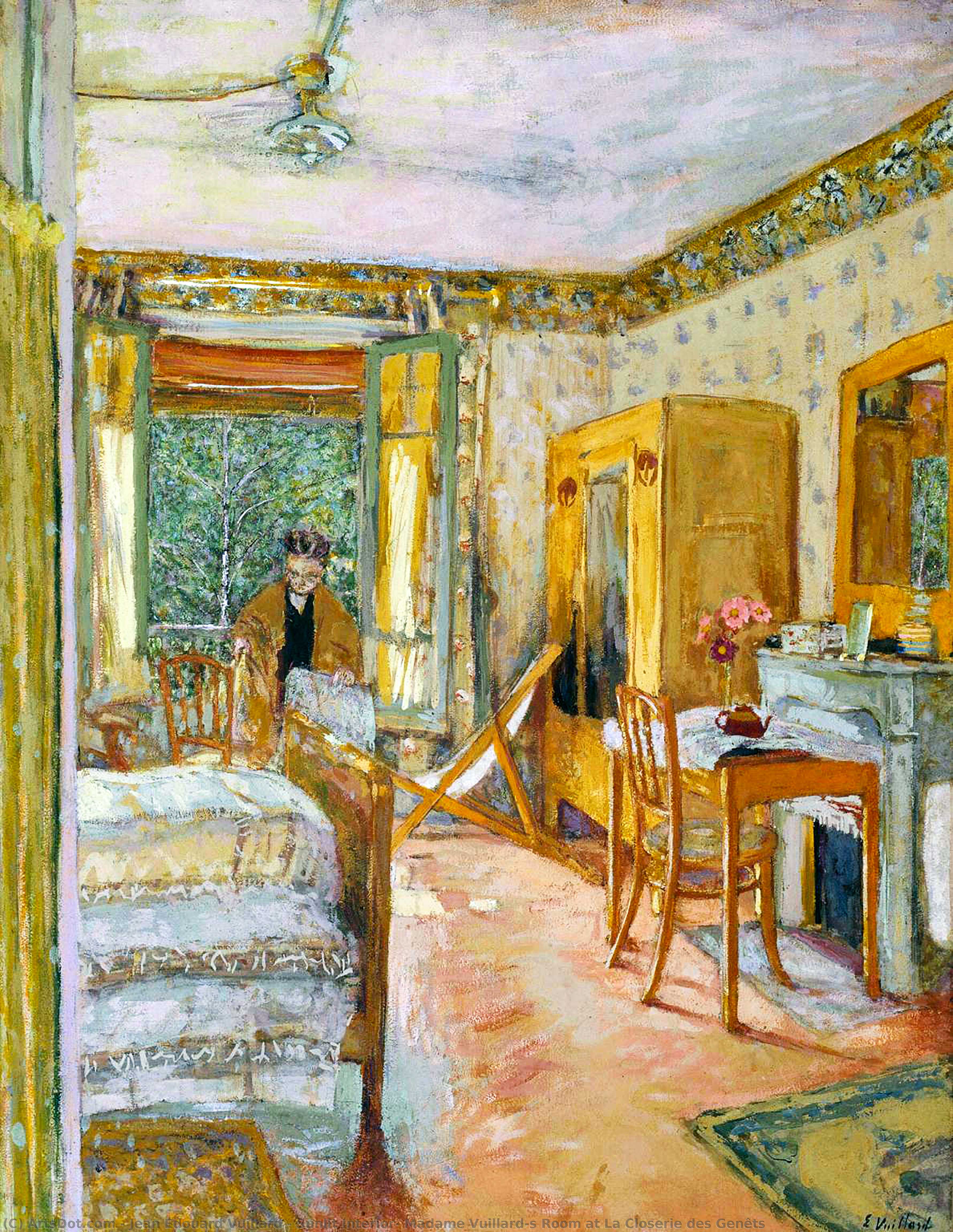 Wikioo.org - The Encyclopedia of Fine Arts - Painting, Artwork by Jean Edouard Vuillard - Sunlit Interior: Madame Vuillard's Room at La Closerie des Genêts