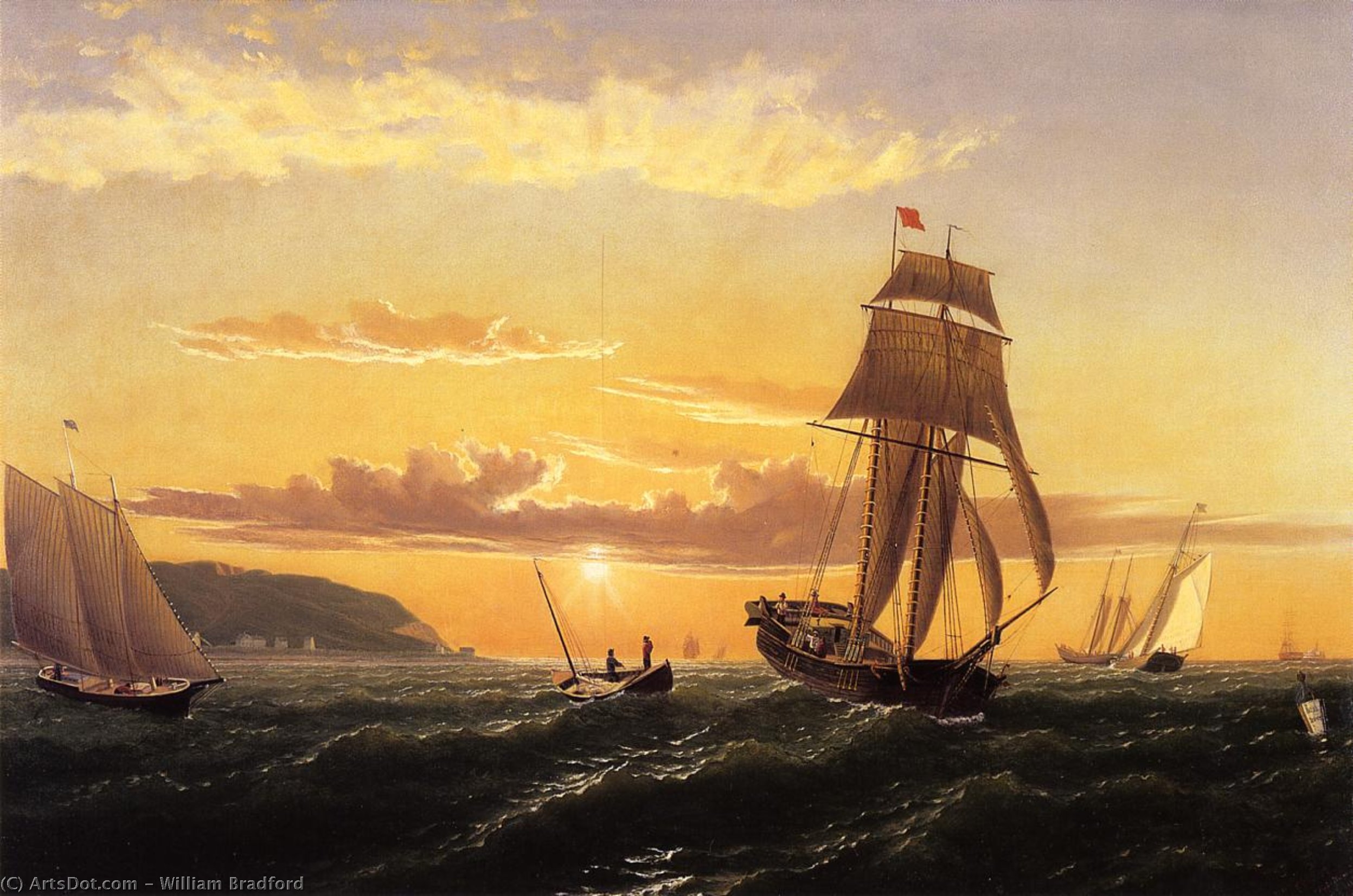Wikioo.org - The Encyclopedia of Fine Arts - Painting, Artwork by William Bradford - Sunrise on the Bay of Fundy