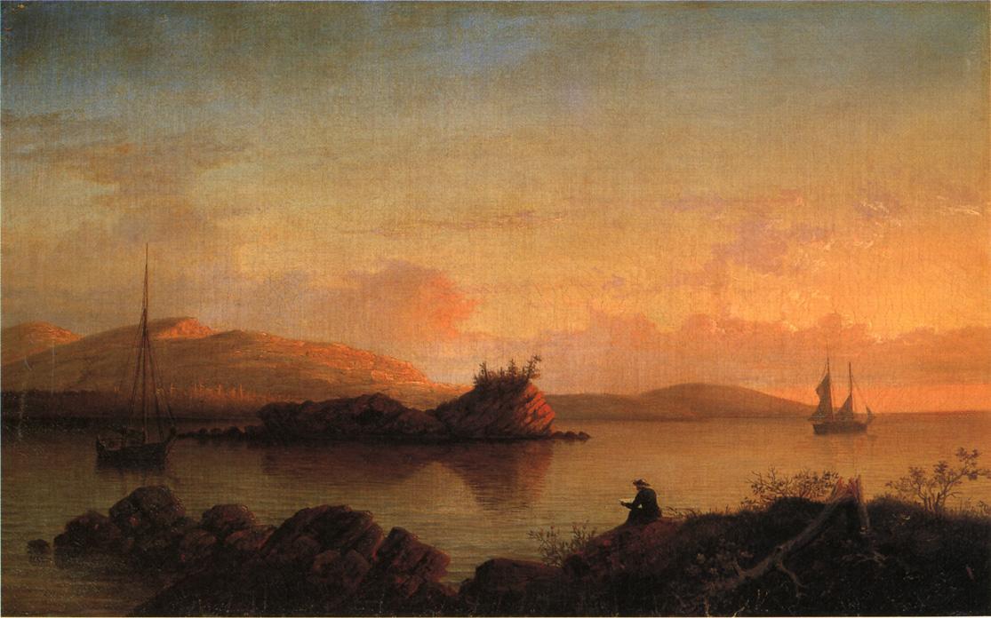 Wikioo.org - The Encyclopedia of Fine Arts - Painting, Artwork by Fitz Hugh Lane - Sunrise on the Maine Coast, Mount Desert Island