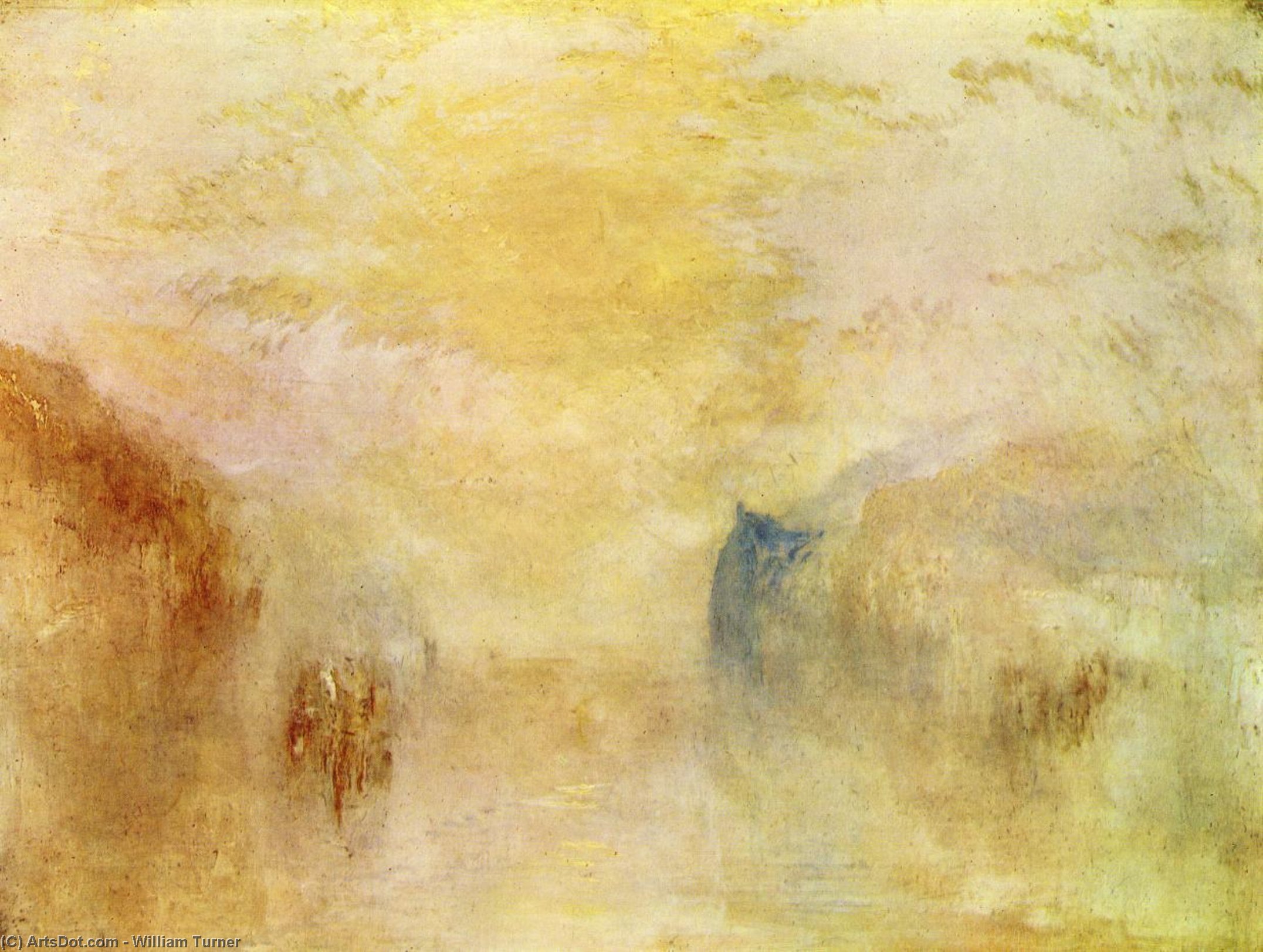 WikiOO.org - 백과 사전 - 회화, 삽화 William Turner - Sunrise, with a Boat between Headlands