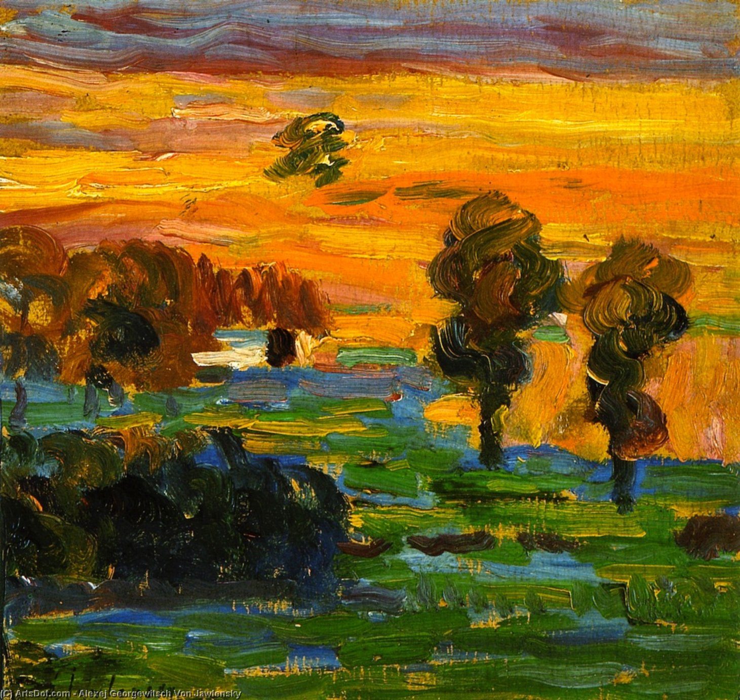 Wikioo.org - The Encyclopedia of Fine Arts - Painting, Artwork by Alexej Georgewitsch Von Jawlensky - Sunset