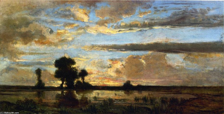 Wikioo.org - สารานุกรมวิจิตรศิลป์ - จิตรกรรม Théodore Rousseau (Pierre Etienne Théodore Rousseau) - Sunset