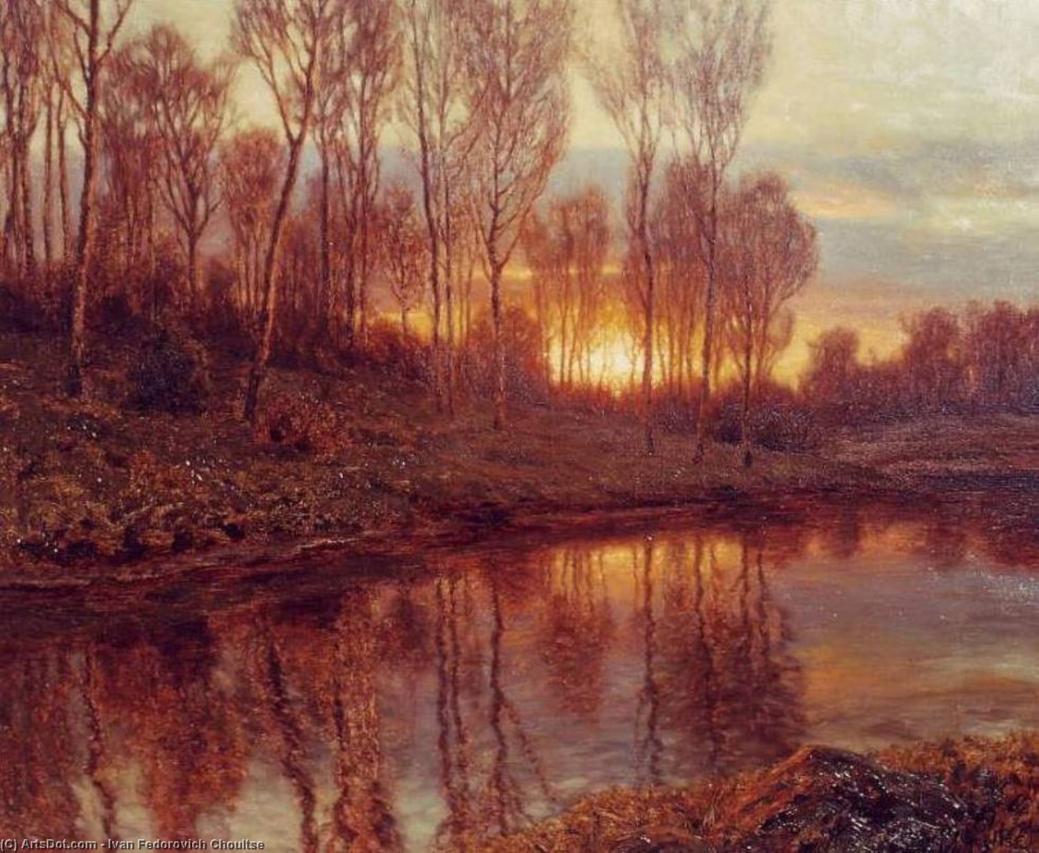 Wikioo.org – L'Encyclopédie des Beaux Arts - Peinture, Oeuvre de Ivan Fedorovich Choultse - Coucher du soleil et  fleuve