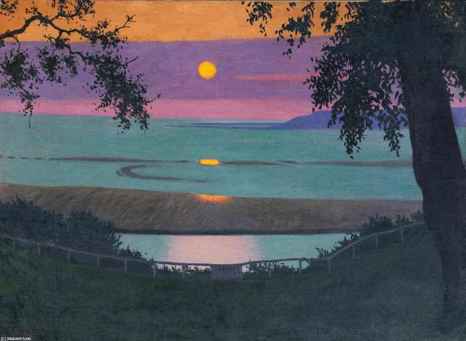 Wikioo.org - The Encyclopedia of Fine Arts - Painting, Artwork by Felix Vallotton - Sunset at Grace, Orange and Violet Sky