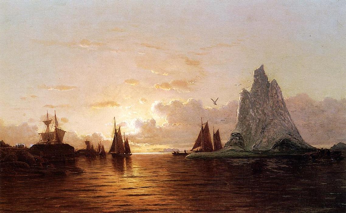 WikiOO.org - Encyclopedia of Fine Arts - Lukisan, Artwork William Bradford - Sunset at the Strait of Belle Isle