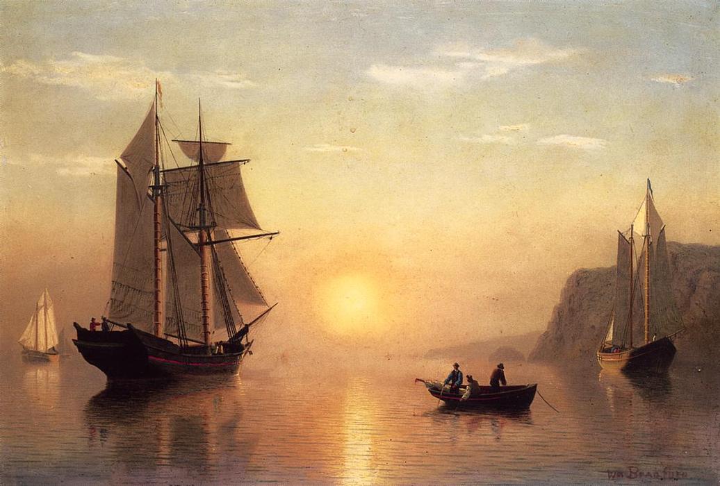 Wikioo.org - The Encyclopedia of Fine Arts - Painting, Artwork by William Bradford - Sunset Calm in the Bay of Fundy