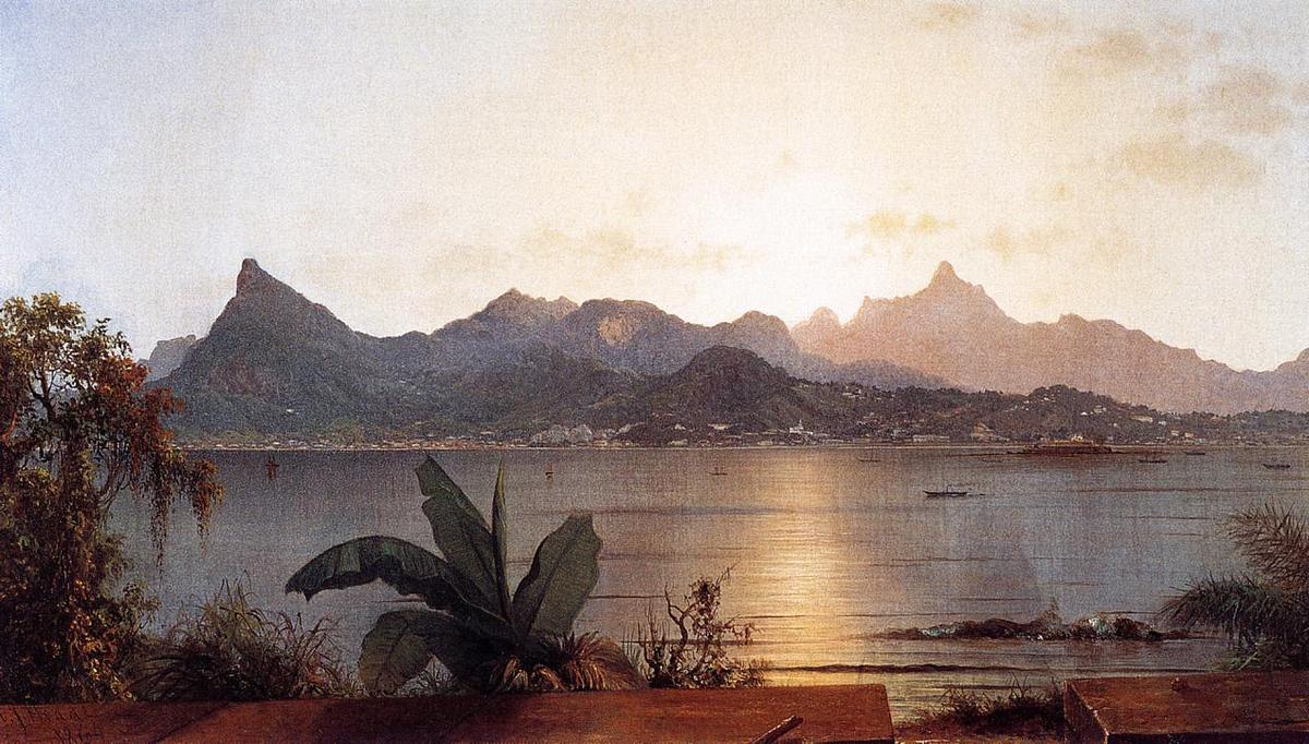Wikioo.org - The Encyclopedia of Fine Arts - Painting, Artwork by Martin Johnson Heade - Sunset: Harbor at Rio