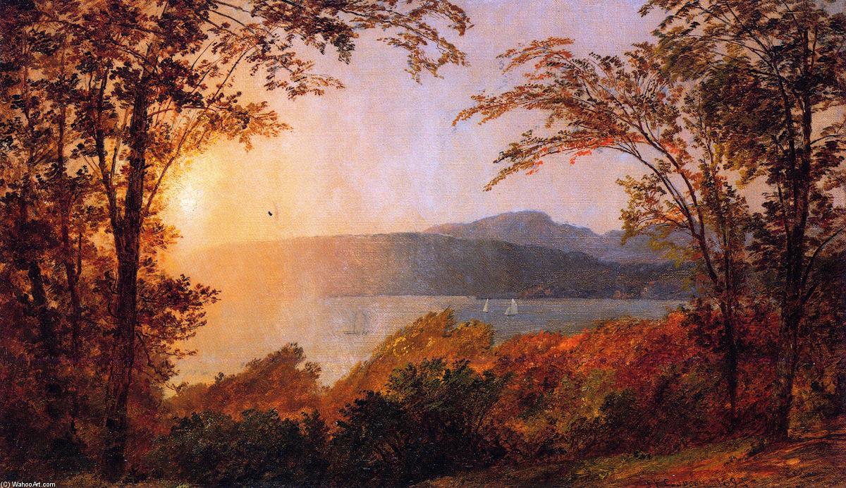 Wikioo.org - The Encyclopedia of Fine Arts - Painting, Artwork by Jasper Francis Cropsey - Sunset, Hudson River (also known as Near Hastings-on-Hudson)