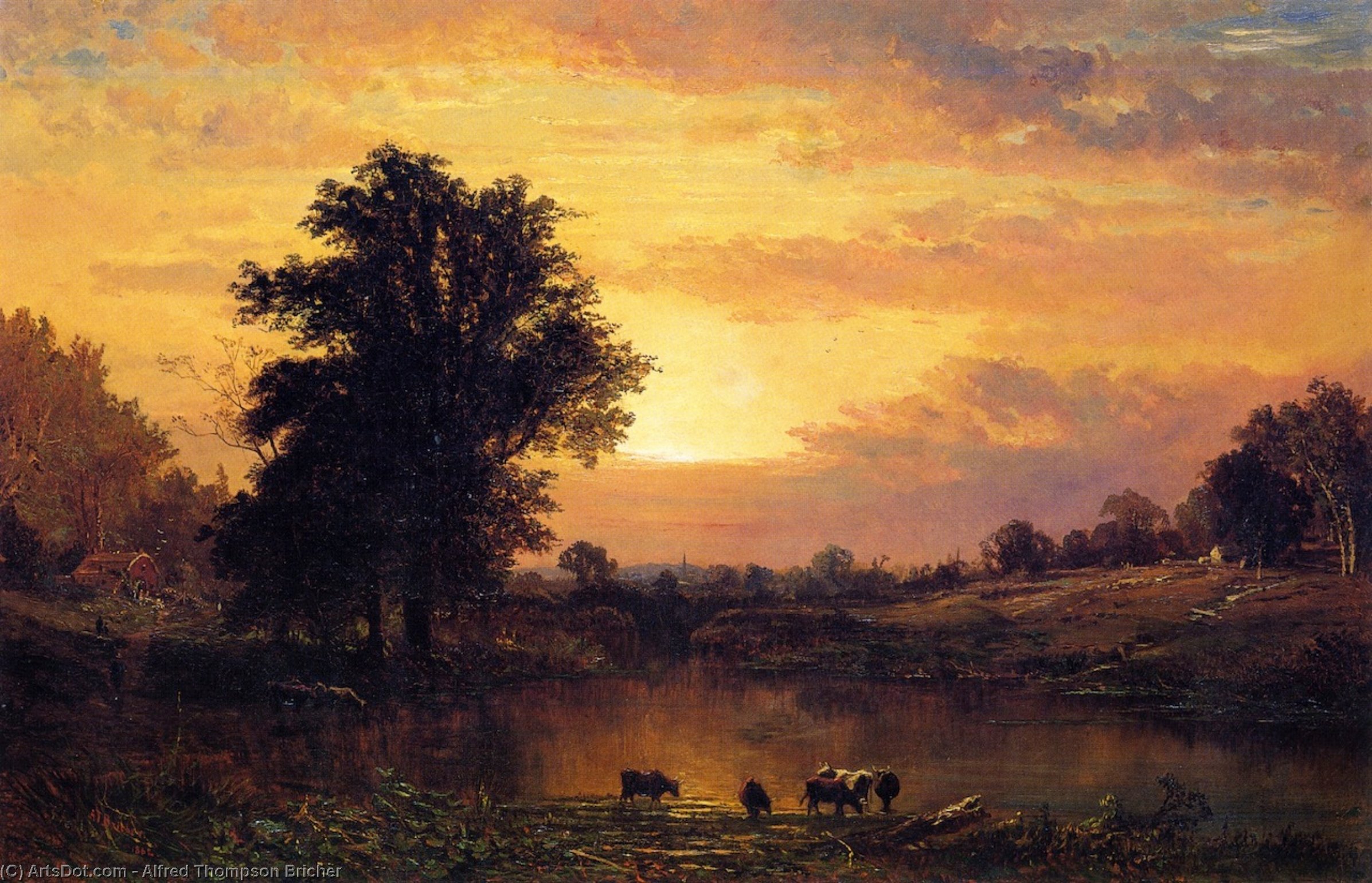 WikiOO.org - Güzel Sanatlar Ansiklopedisi - Resim, Resimler Alfred Thompson Bricher - Sunset in the Catskills