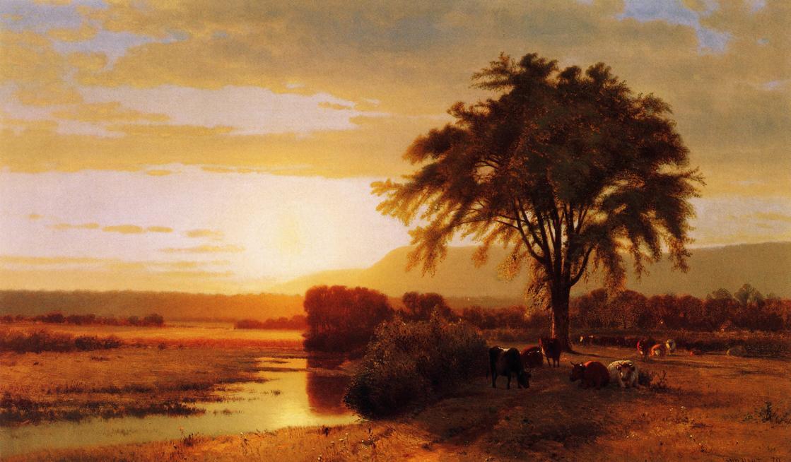 Wikioo.org - สารานุกรมวิจิตรศิลป์ - จิตรกรรม William Hart - Sunset in the Valley