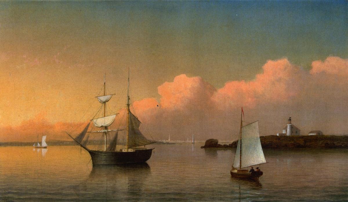 Wikioo.org - The Encyclopedia of Fine Arts - Painting, Artwork by Fitz Hugh Lane - Sunset off Ten Pound Island