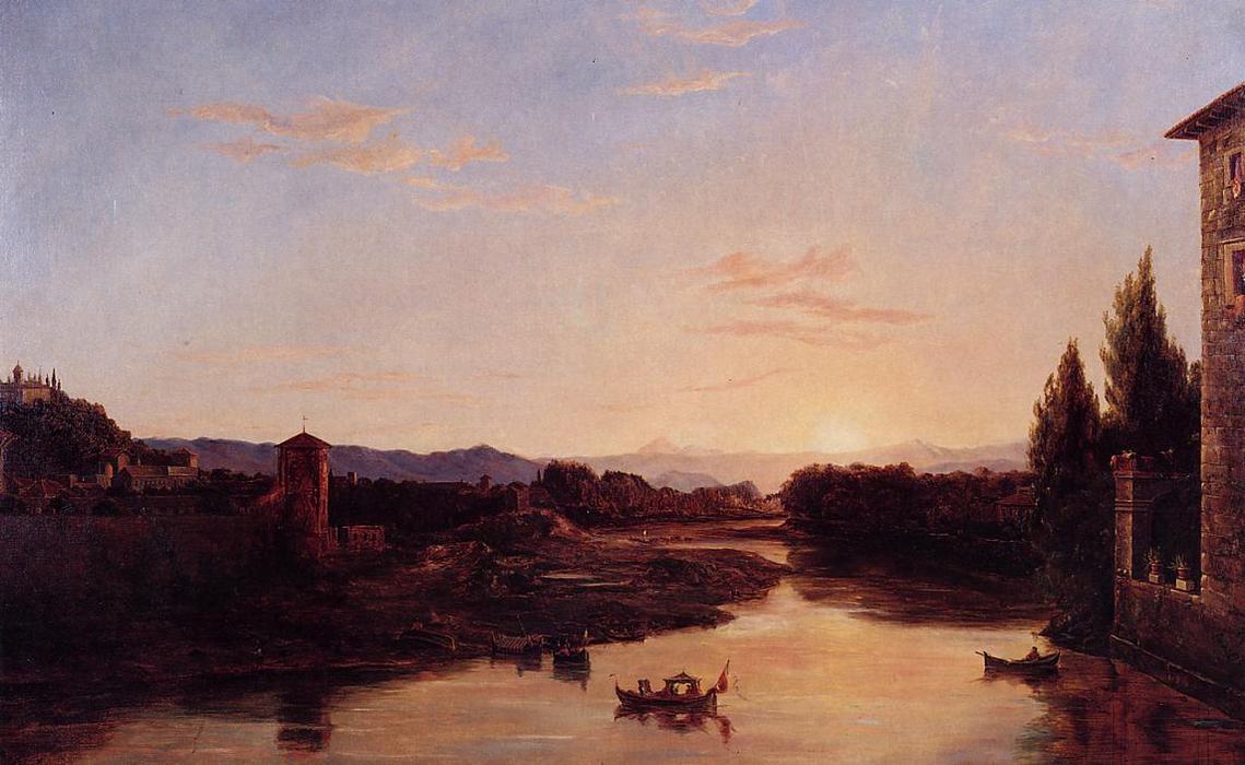 Wikioo.org - สารานุกรมวิจิตรศิลป์ - จิตรกรรม Thomas Cole - Sunset on the Arno