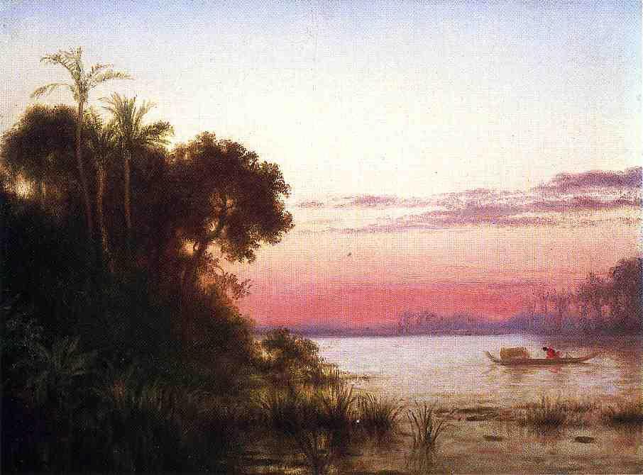 Wikioo.org - The Encyclopedia of Fine Arts - Painting, Artwork by Louis Remy Mignot - Sunset on the Guayaquil