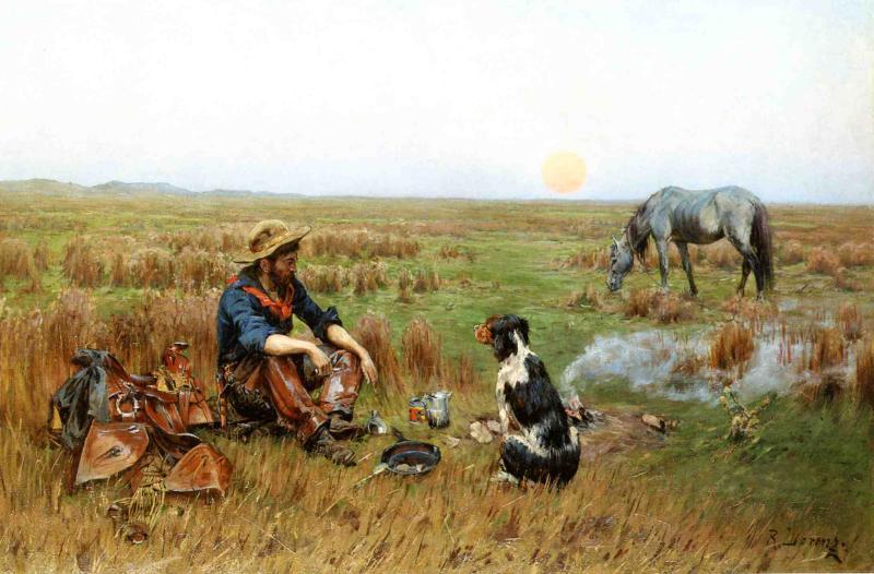 Wikioo.org - The Encyclopedia of Fine Arts - Painting, Artwork by Richard Lorenz - Sunset on the Prarie