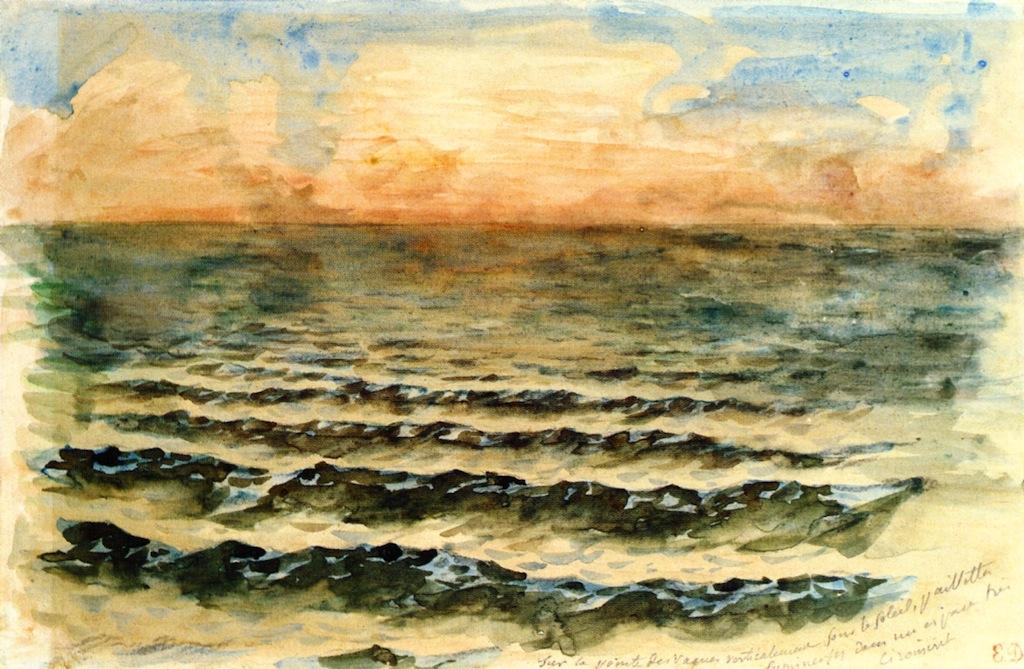 Wikioo.org - สารานุกรมวิจิตรศิลป์ - จิตรกรรม Eugène Delacroix - Sunset on the Sea