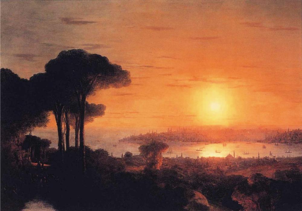 Wikioo.org - สารานุกรมวิจิตรศิลป์ - จิตรกรรม Ivan Aivazovsky - Sunset over the Golden Horn