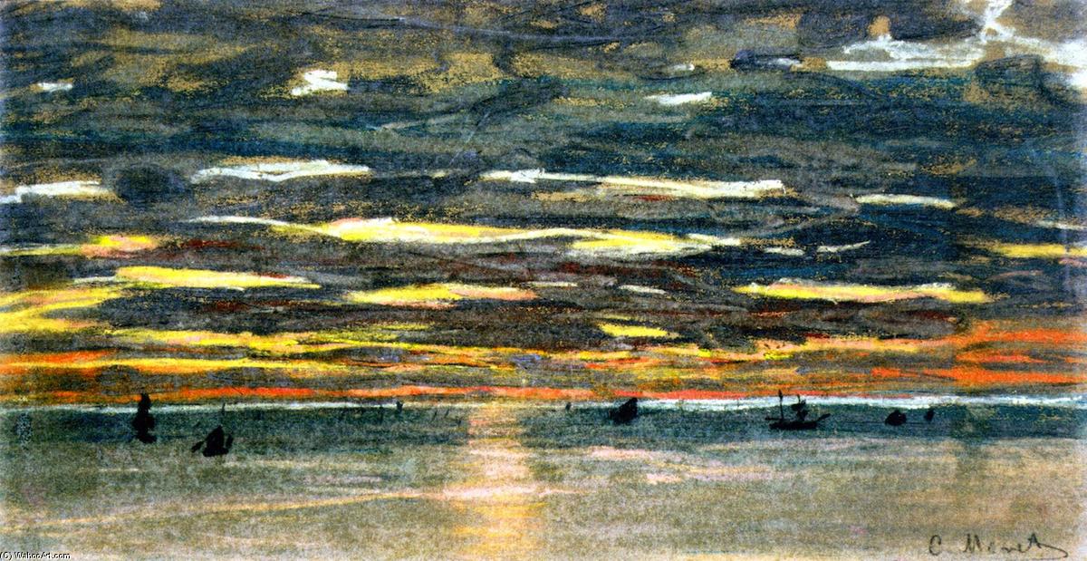 Wikioo.org – L'Encyclopédie des Beaux Arts - Peinture, Oeuvre de Claude Monet - Coucher du soleil plus  au  mer