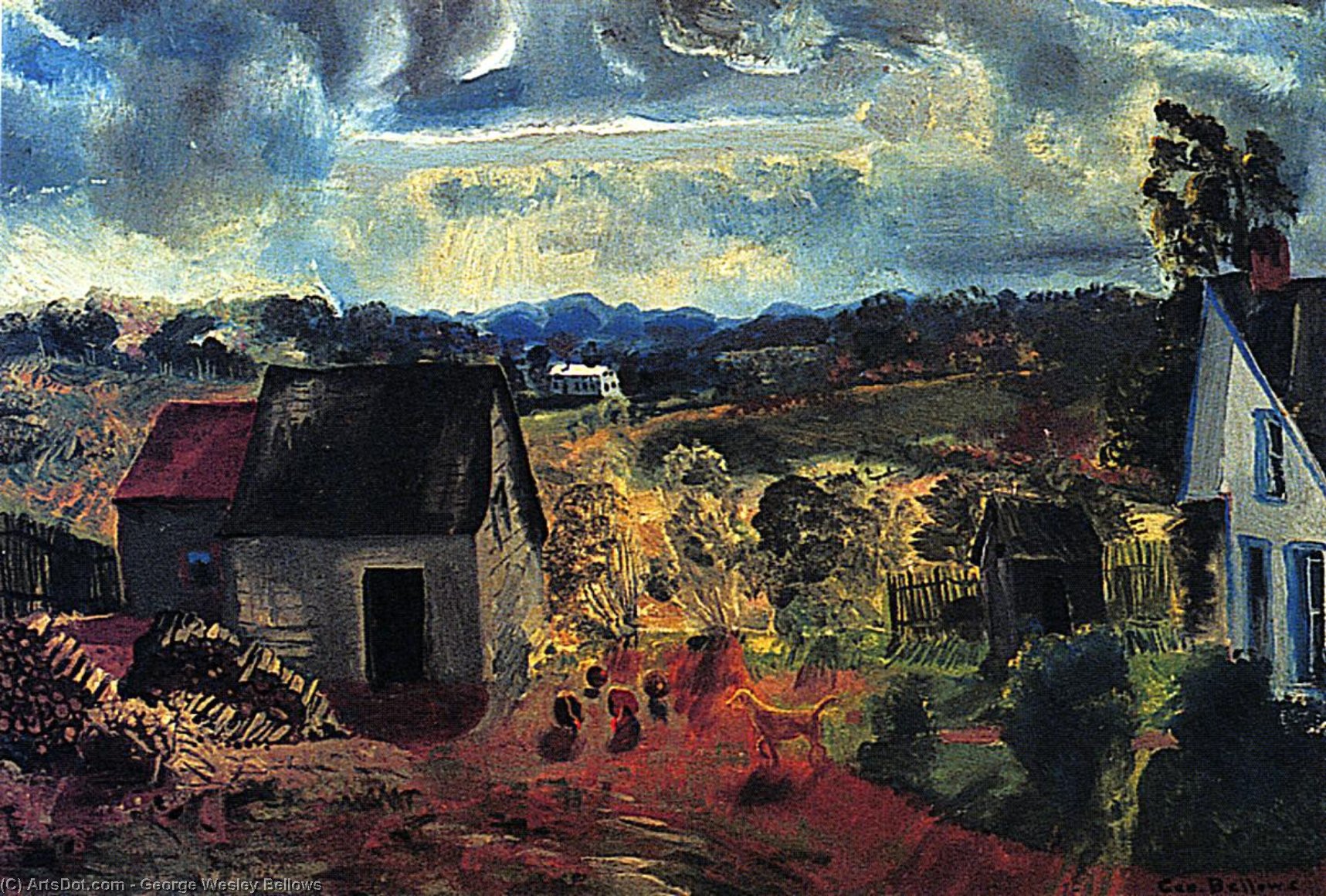 Wikioo.org - The Encyclopedia of Fine Arts - Painting, Artwork by George Wesley Bellows - Sunset, Shady Valley (also known as Bogg's Road)
