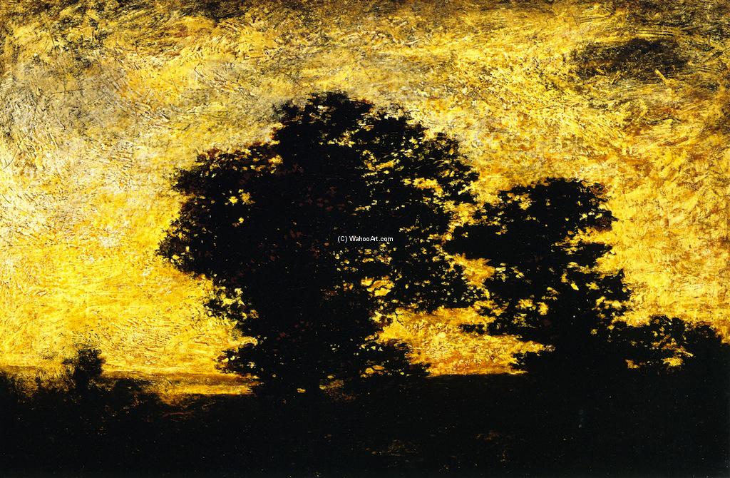Wikioo.org - The Encyclopedia of Fine Arts - Painting, Artwork by Ralph Albert Blakelock - Sunset Silhouette