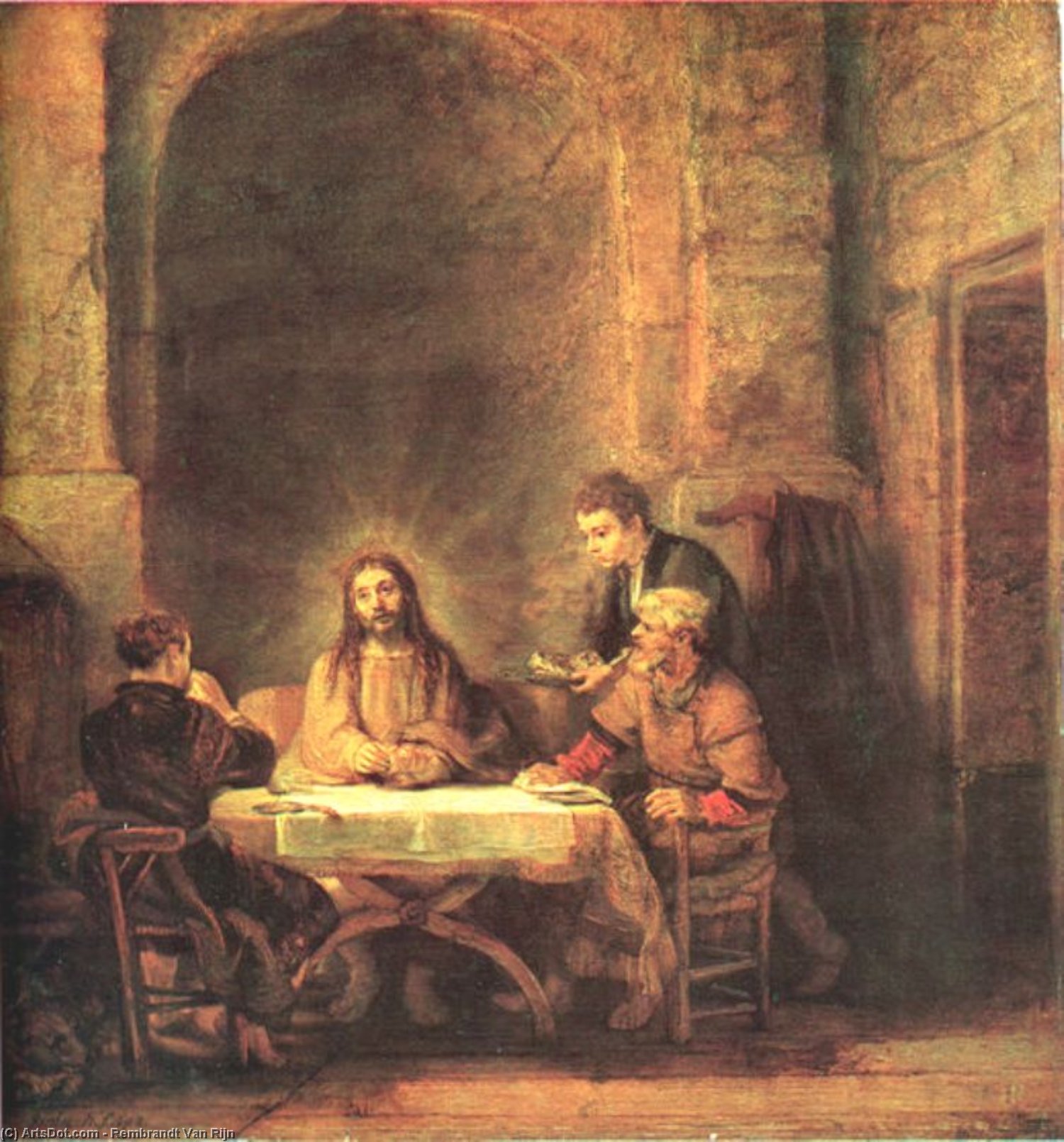 WikiOO.org - Encyclopedia of Fine Arts - Lukisan, Artwork Rembrandt Van Rijn - Supper at Emmaus