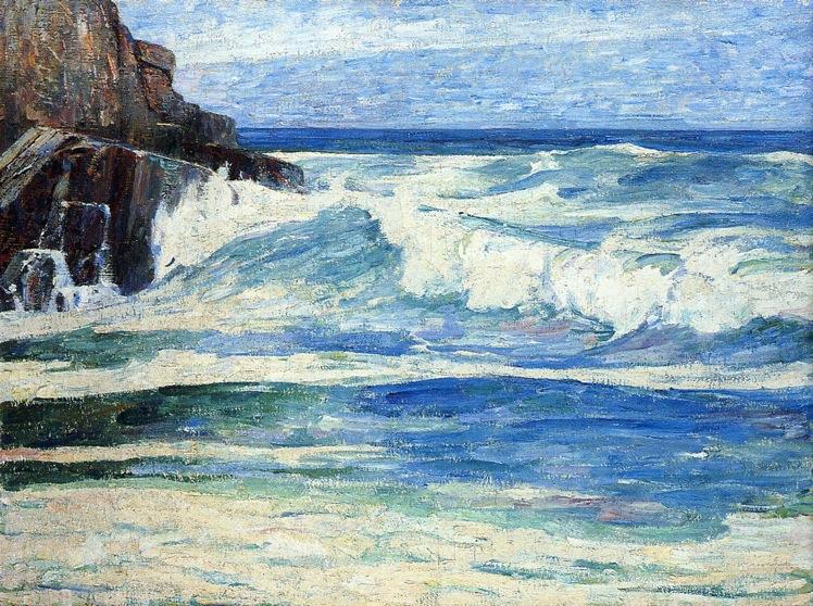 Wikioo.org – L'Enciclopedia delle Belle Arti - Pittura, Opere di Soren Emil Carlsen - Surf rottura sulle rocce