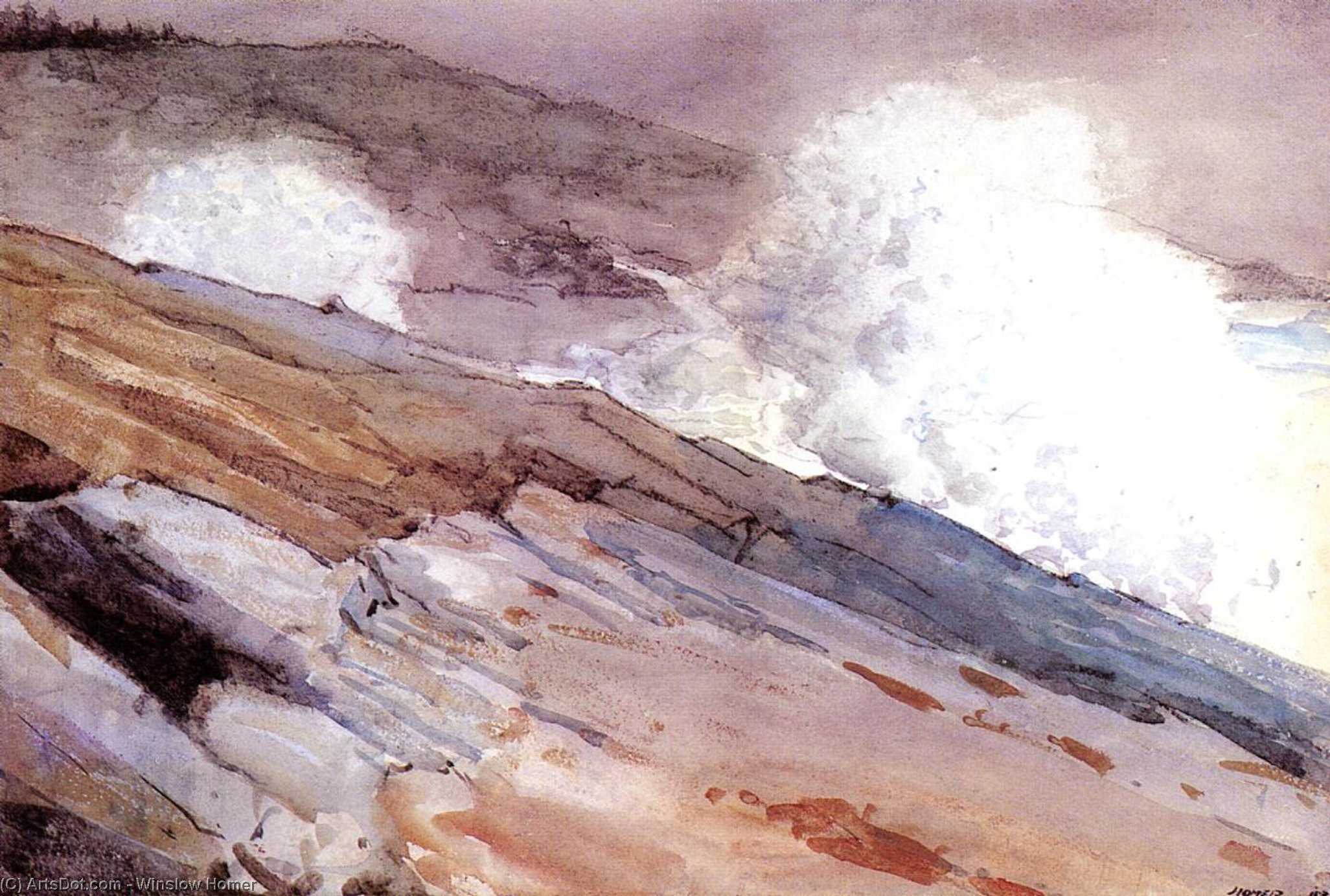 WikiOO.org - Encyclopedia of Fine Arts - Lukisan, Artwork Winslow Homer - Surf on Cliffs