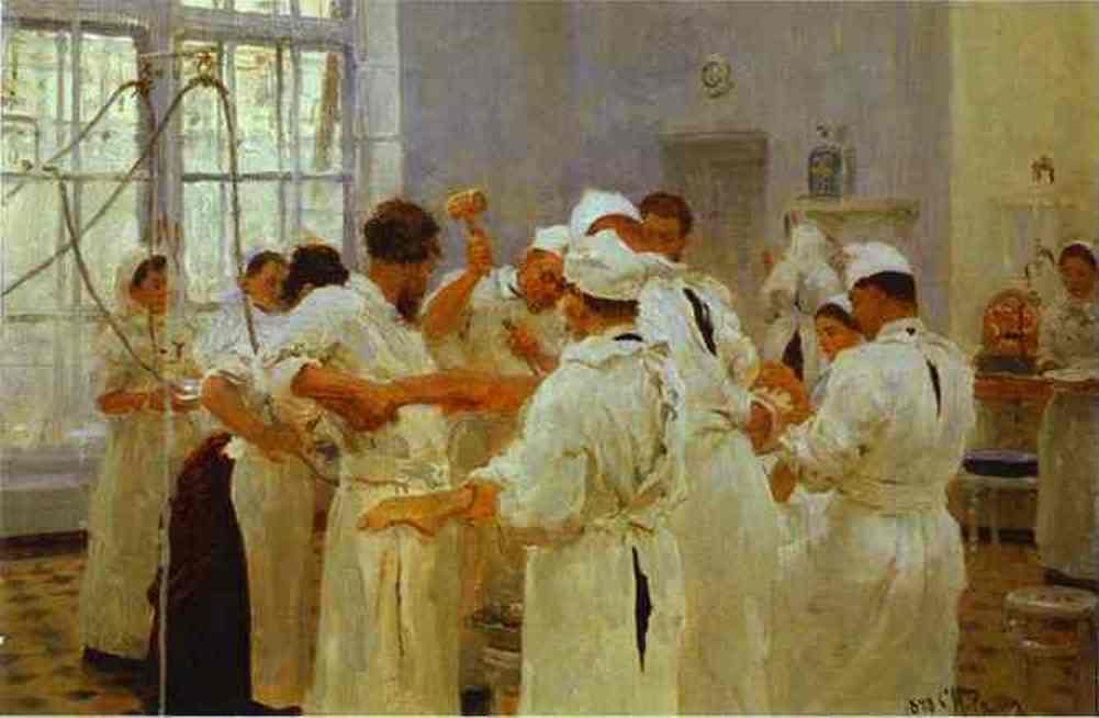 Wikioo.org - The Encyclopedia of Fine Arts - Painting, Artwork by Ilya Yefimovich Repin - The Surgeon E. Pavlov in the Operating Theater.