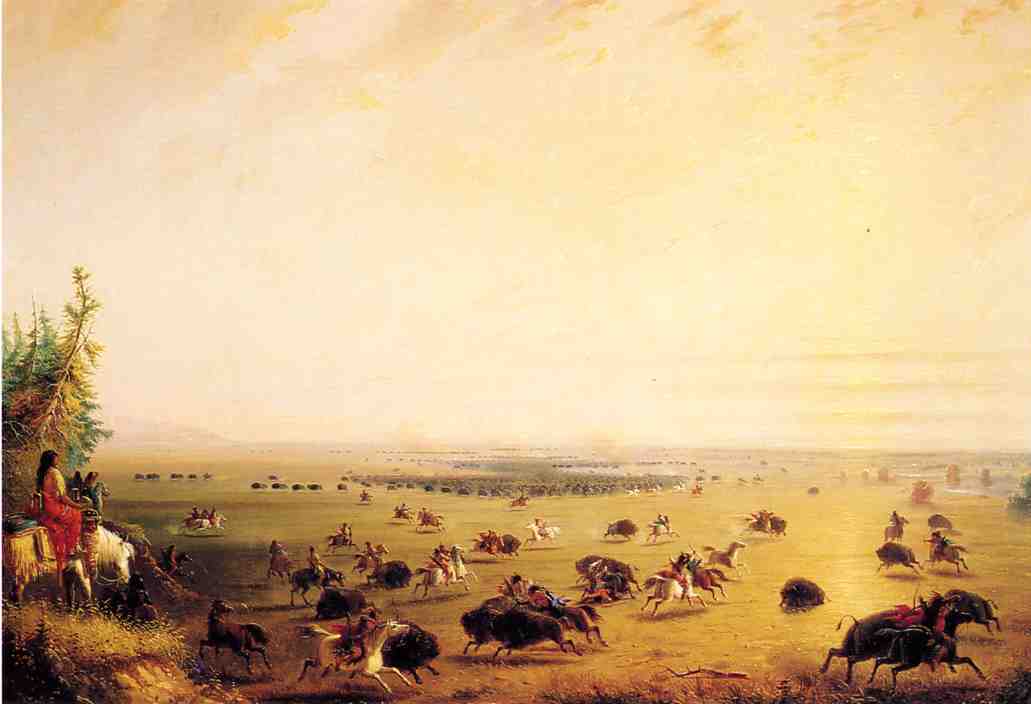 Wikioo.org – L'Encyclopédie des Beaux Arts - Peinture, Oeuvre de Alfred Jacob Miller - Surround de Buffalo par les Indiens (aussi connu comme Le Surround)