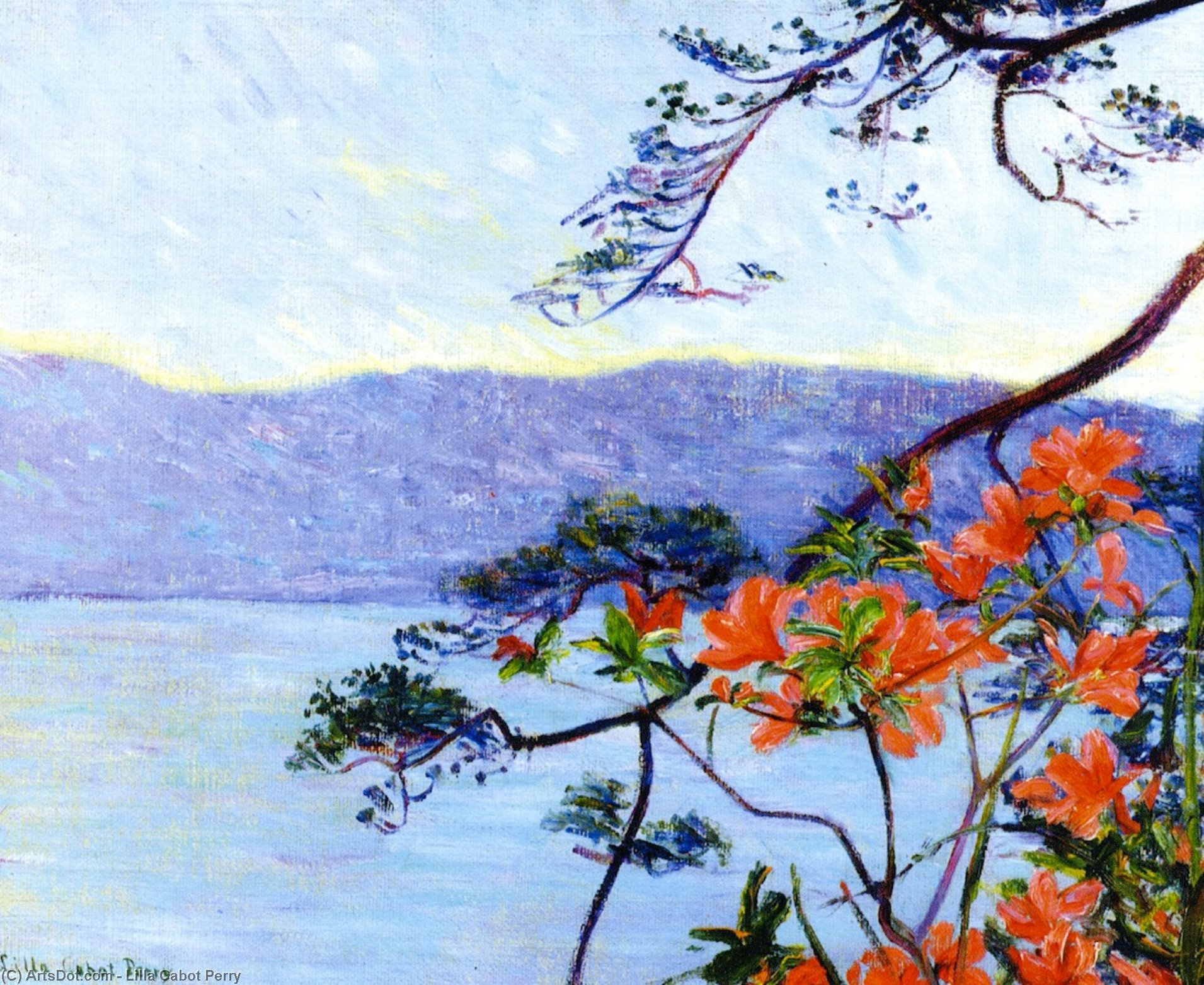 Wikioo.org - The Encyclopedia of Fine Arts - Painting, Artwork by Lilla Cabot Perry - Suruga Bay, Azaleas
