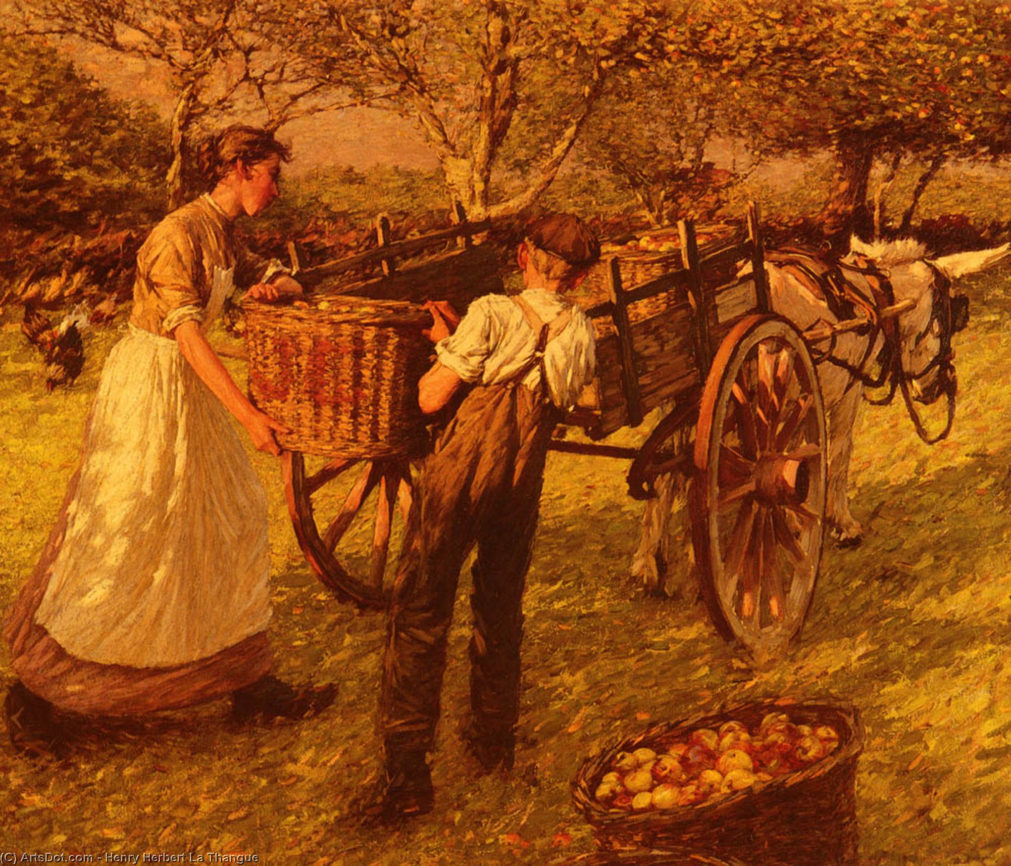 Wikioo.org - The Encyclopedia of Fine Arts - Painting, Artwork by Henry Herbert La Thangue - A Sussex Orchard