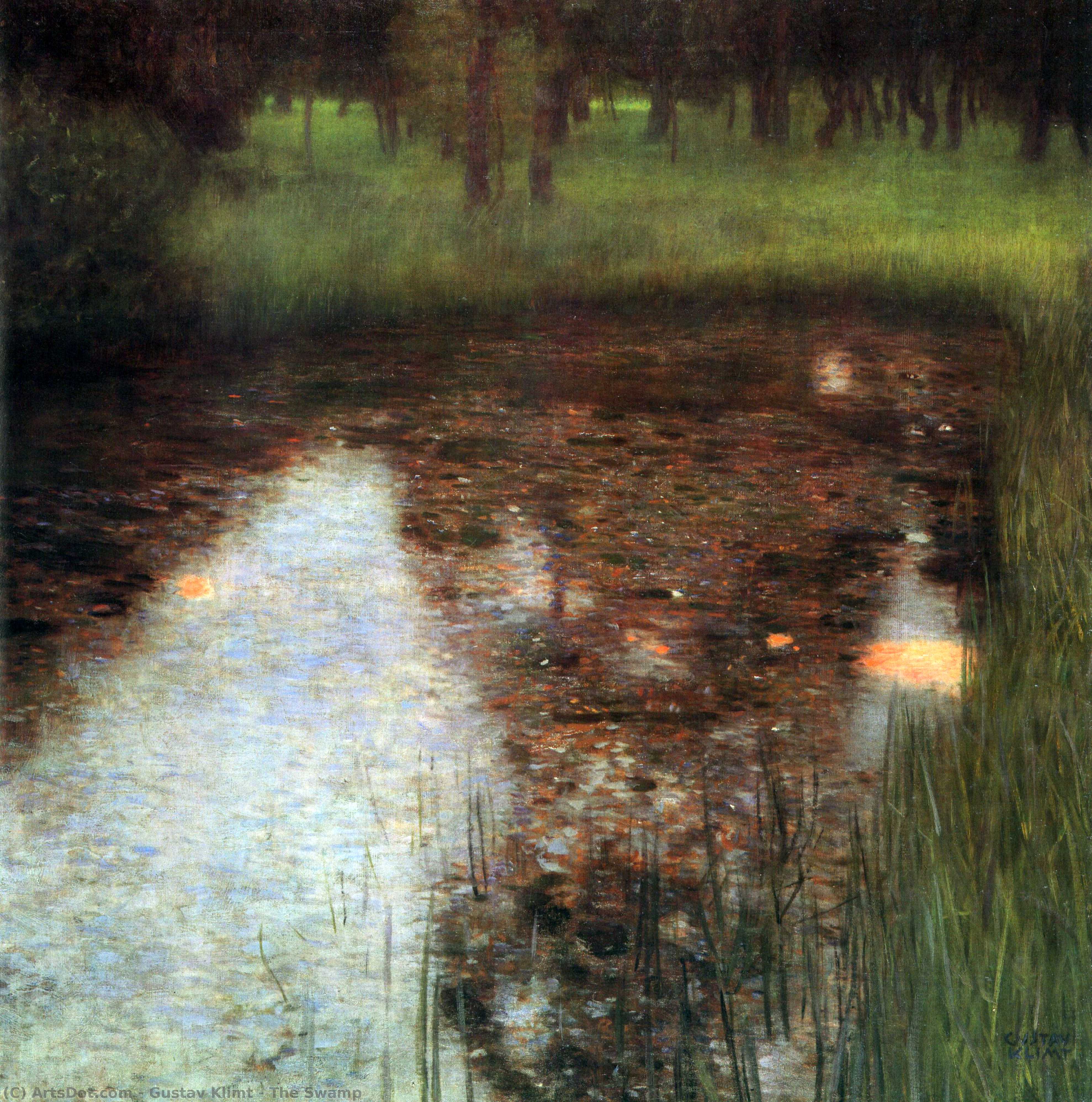 Wikoo.org - موسوعة الفنون الجميلة - اللوحة، العمل الفني Gustav Klimt - The Swamp