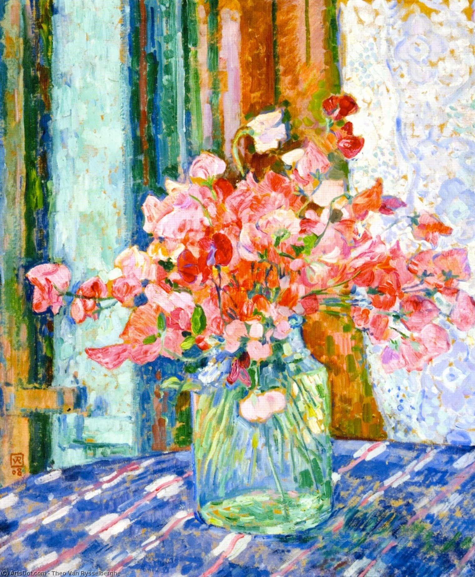 Wikioo.org - The Encyclopedia of Fine Arts - Painting, Artwork by Theo Van Rysselberghe - Sweet Peas (also known as Pois de senteur)