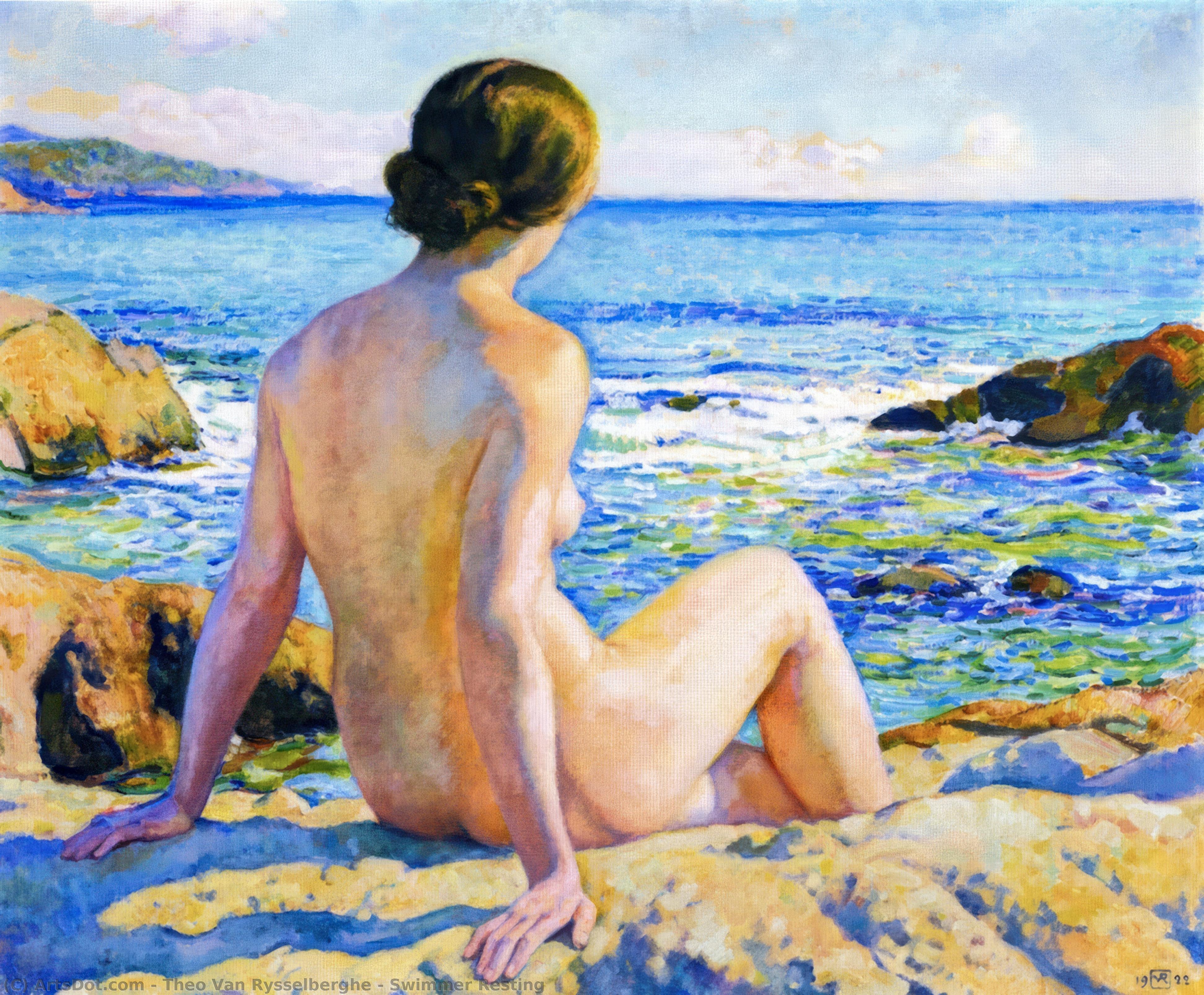 Wikioo.org – L'Enciclopedia delle Belle Arti - Pittura, Opere di Theo Van Rysselberghe - Nuotatore riposarsi