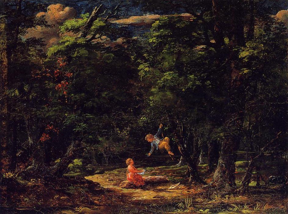 Wikioo.org - The Encyclopedia of Fine Arts - Painting, Artwork by Martin Johnson Heade - The Swing: Children in the Woods
