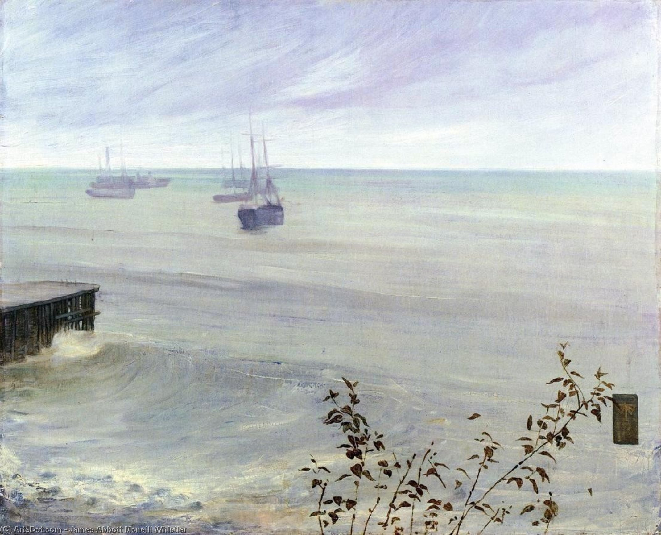 WikiOO.org – 美術百科全書 - 繪畫，作品 James Abbott Mcneill Whistler - 交响乐 在  灰色  和  绿色  的  海洋一号