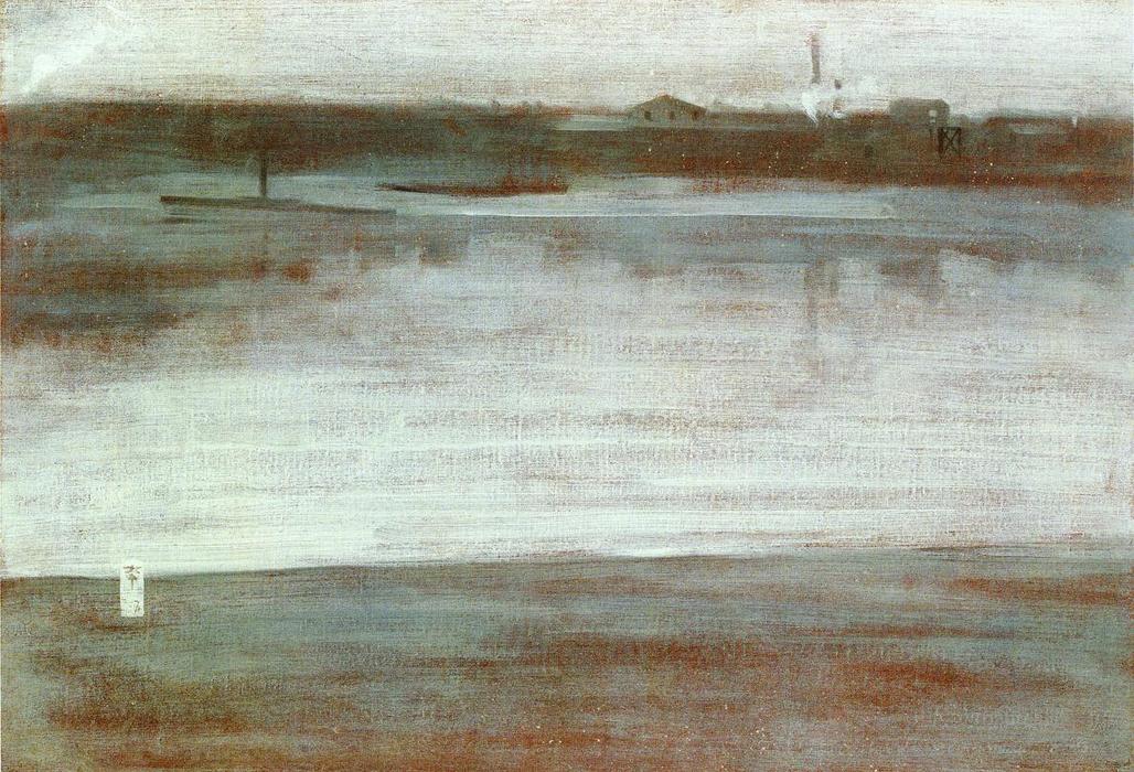 WikiOO.org - 百科事典 - 絵画、アートワーク James Abbott Mcneill Whistler - 交響曲 インチ  グレー  初期の  朝  テムズ川