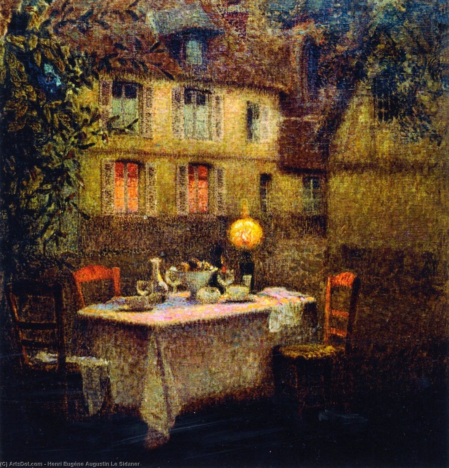 Wikoo.org - موسوعة الفنون الجميلة - اللوحة، العمل الفني Henri Eugène Augustin Le Sidaner - The Table, Gerberoy